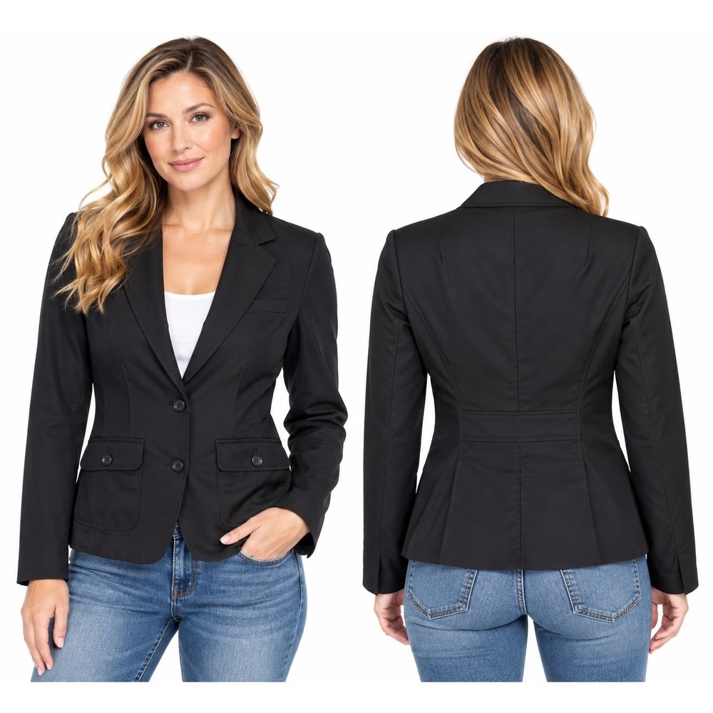 Banana Republic Black Stretch Blazer Coat 2 Buttons Women's Sz 2 Business Work